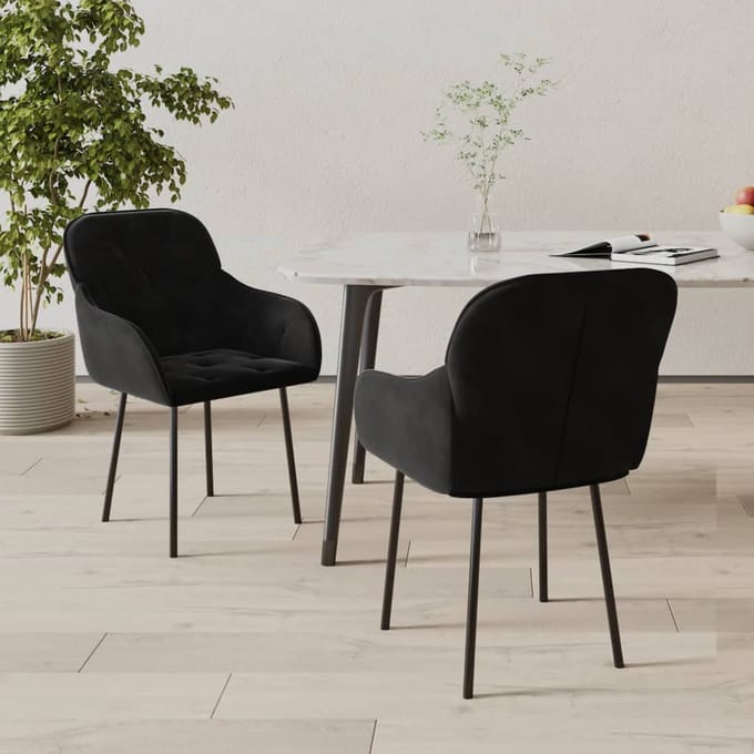 vidaXL - Eetkamerstoelen - 2 - st - fluweel - zwart