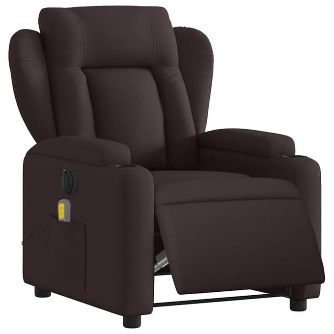 vidaXL - Massagestoel - elektrisch - verstelbaar - stof - donkerbruin