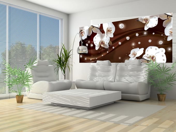 Flowers Orchids Pattern Photo Wallcovering