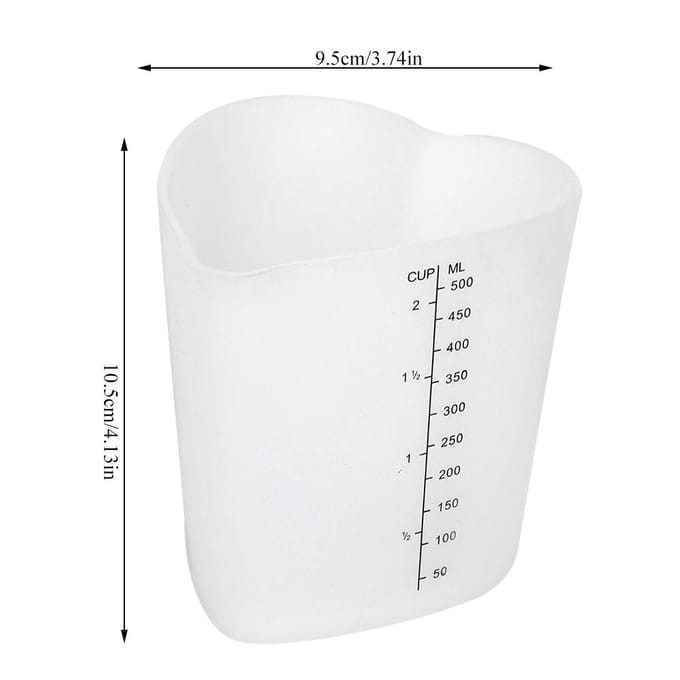 Dikte 500ml Beker Hoge Temperatuurbestendigheid Siliconen Maatbeker white