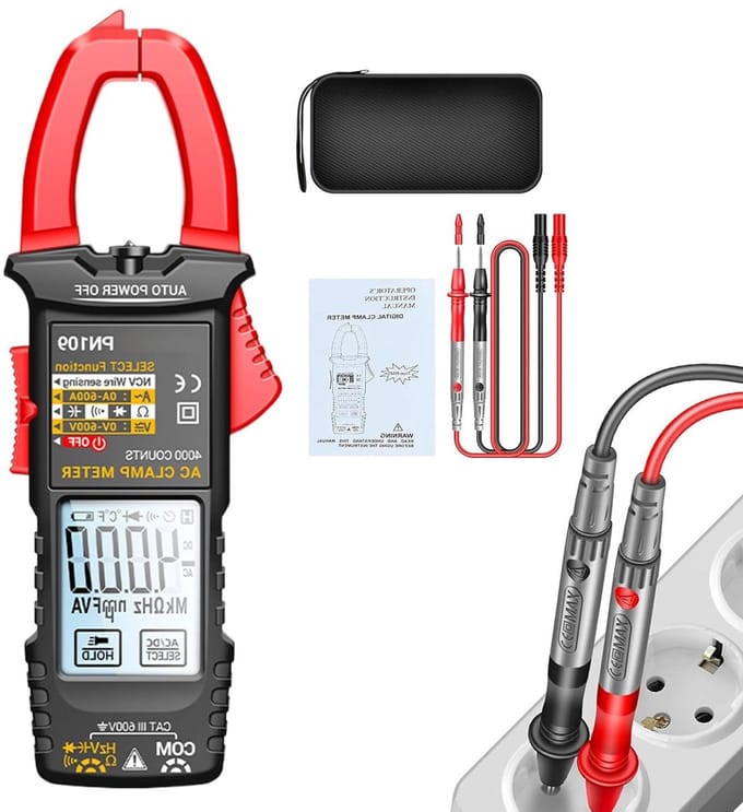 Digitale Multimeter - Spanningstester Klem - Elektrisch Onderhoud - Automatische Meetfunctie - 4000 Counts - Rood