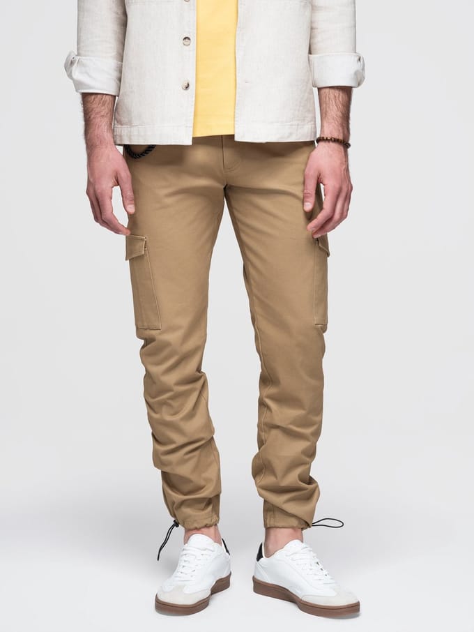 OMBRE Broek - Katoen - Rits - Broek Lichtbruin L