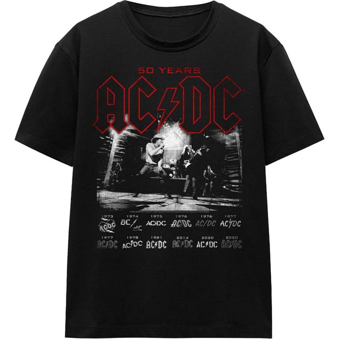 AC/DC Unisex Logo Stack T-shirt voor volwassenen (Zwart)