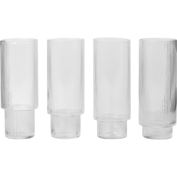 Ferm Living - Ripple Long Drink glazen (set van 4) - clear - transparant
