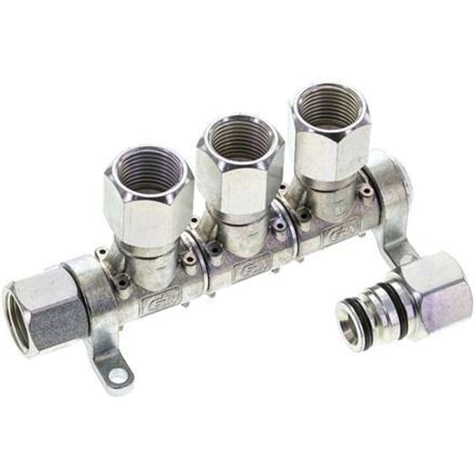 Staal/Messing DN 7.2 (Euro) Luchtkoppeling Snelkoppeling G 1/2 inch Binnendraad 3-weg - CLS7-F-E-3W-C-012