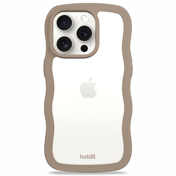 Holdit Wavy Case voor de Apple iPhone 14 Pro Max - Mocha Brown / Transparent