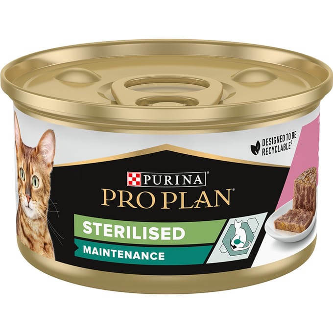 24x85g Sterilised Tonijn & Zalm Purina Pro Plan Kattenvoer