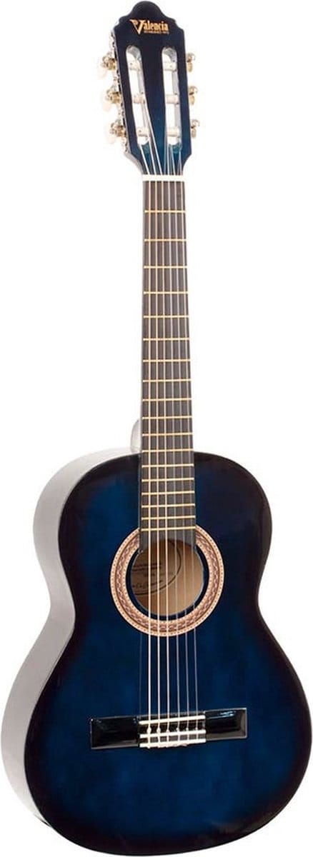 Valencia VC102BUS Klassieke Gitaar 1/2 Blue Hoogglans