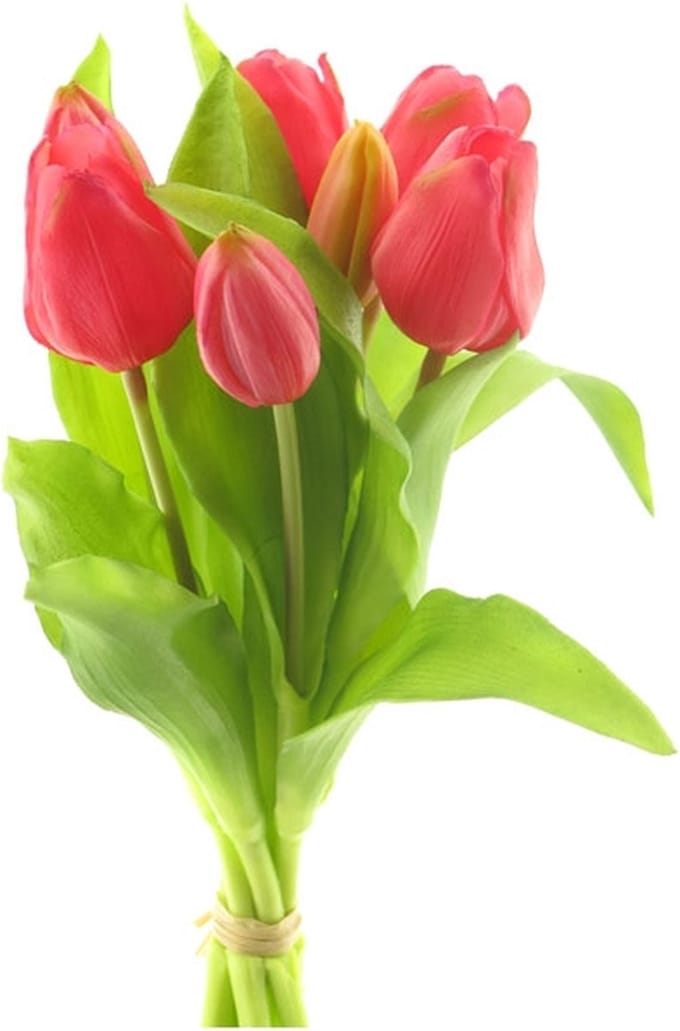 Real touch tulpen - Bos van 7 tulpen - Rood -31 cm