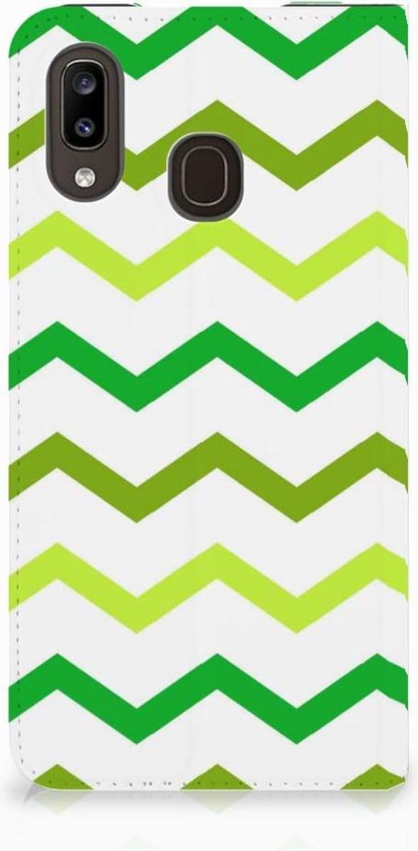Samsung Galaxy A30 Hoesje met Magneet Zigzag Groen