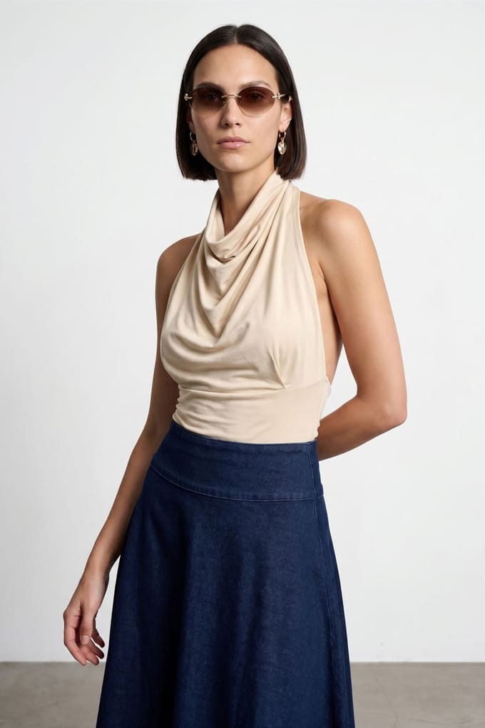 Getailleerde Mouwloze Blouse met Col