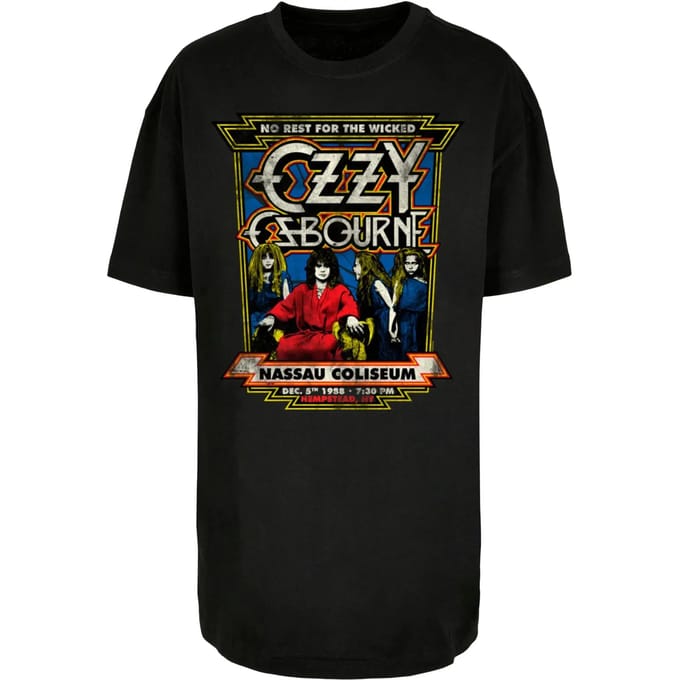 Dames-T-shirt oversized Merchcode Osbourne - No Rest For The Wicked