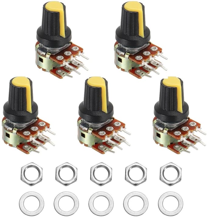 Potentiometer Kit - Variabele Weerstand - Elektronica Projecten - Dubbele Kanaals - 50K Ohm - Geel