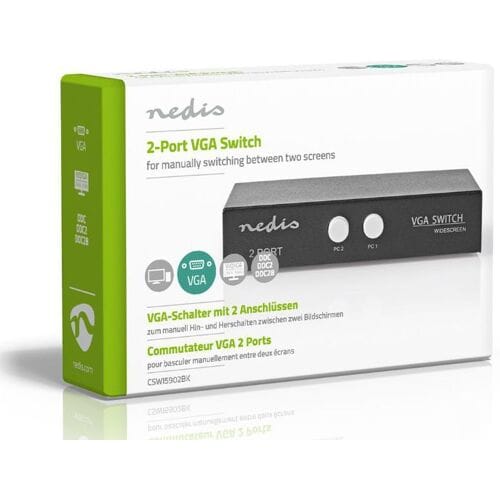 Nedis VGA-Switch - 2 poort(en) - Maximale resolutie: 2560x1600 - 500 mHz