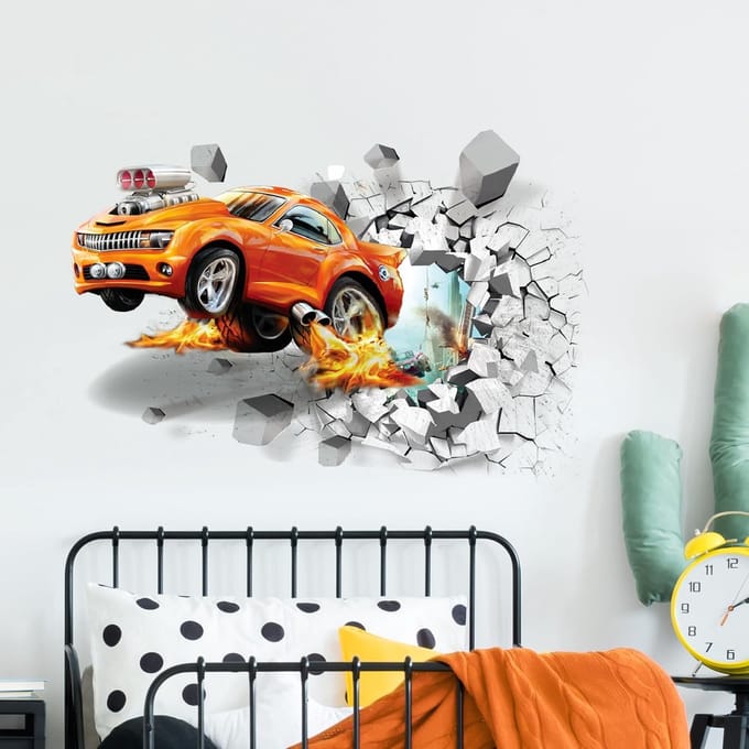 Dailygoods- Muursticker 3D Auto - Muurdecoratie Kinderen