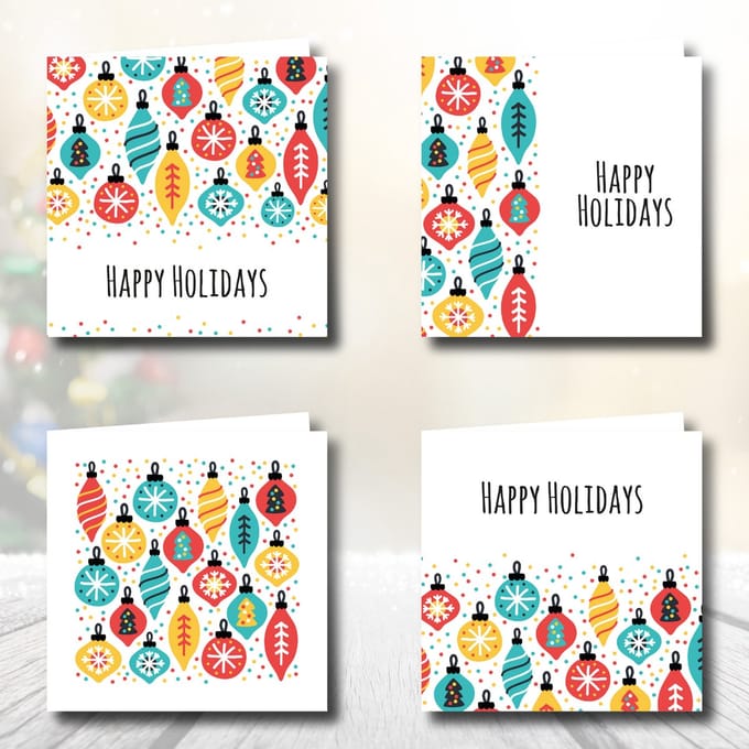 Kerstkaarten 12 stuks | 4 varianten met envelop