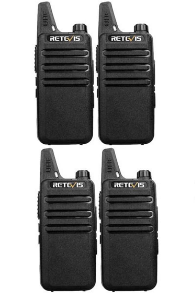 Set van 4 Retevis RT622 vergunning vrije UHF mini portofoons PMR446