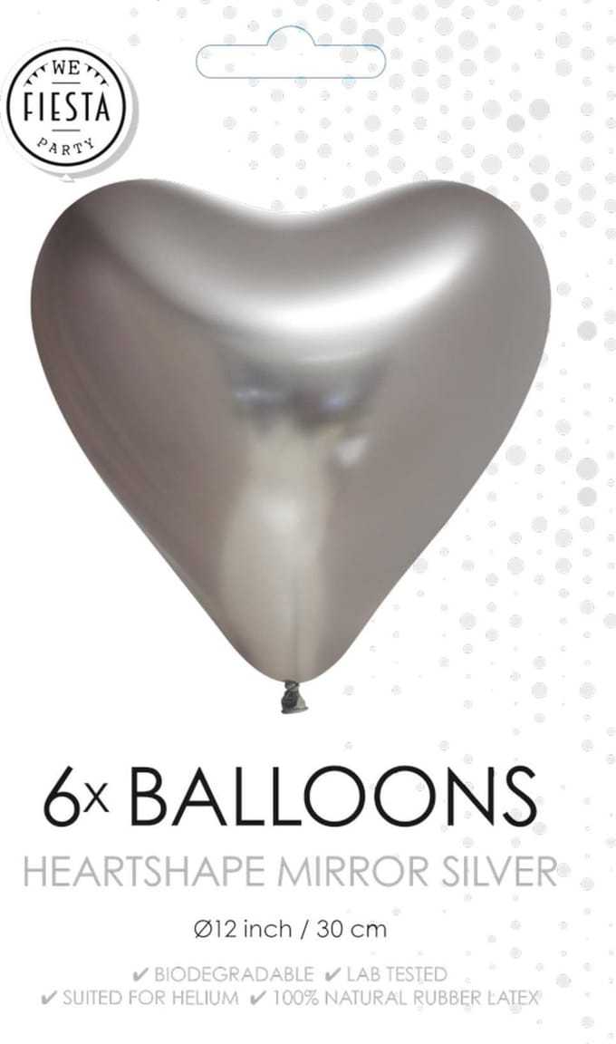 Ballonnen Chrome harten Zilver (6 stuks)