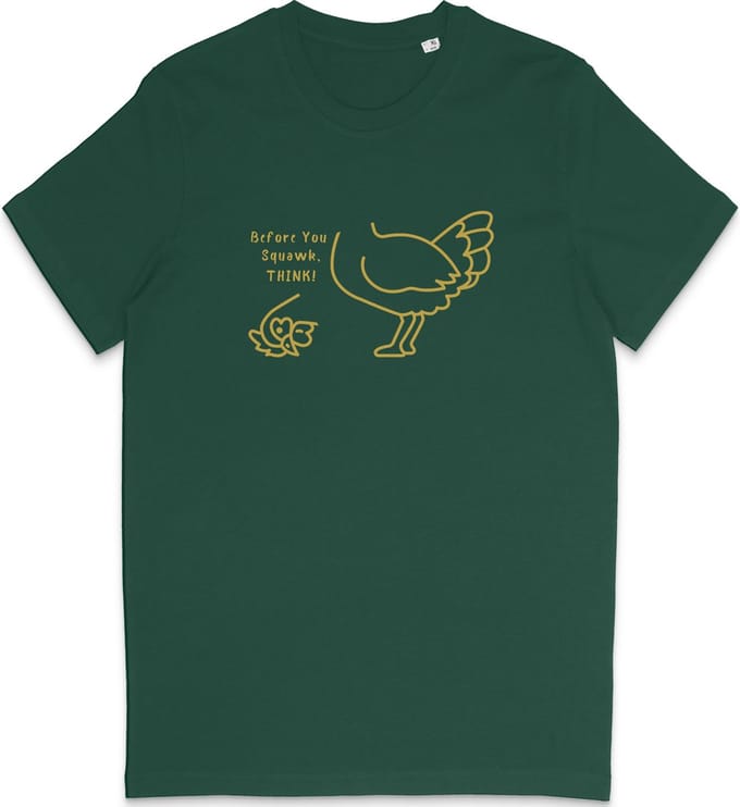 T Shirt Dames Heren - Grappig Kip Zonder Kop Design - Groen - Maat M