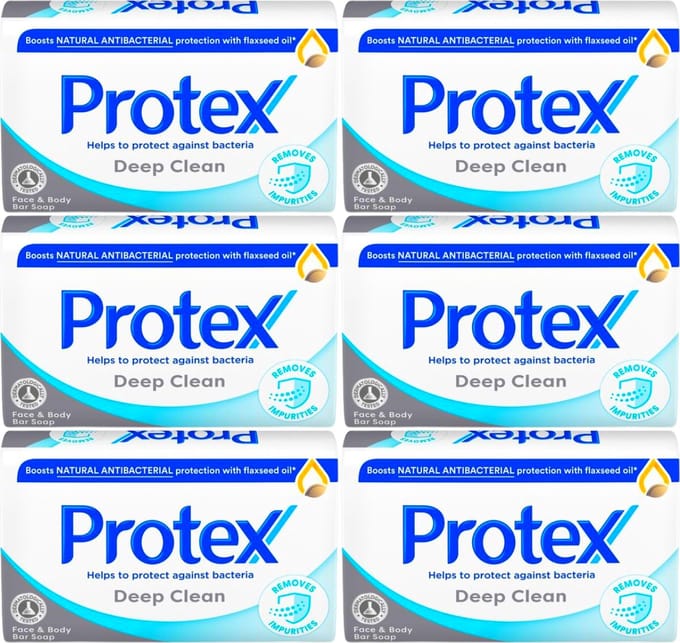 Protex Zeep Deep Clean - Antibacterieel Zeepblok - Voor Gezicht en Lichaam - 6 x 90g