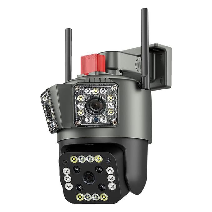 8MP PTZ WiFi 4K Drie Lens Scherm Camera Buiten Drie Schermen Bescherming Bewegingsdetectie Buiten IP CCTV Survalance Camera's UK Plug