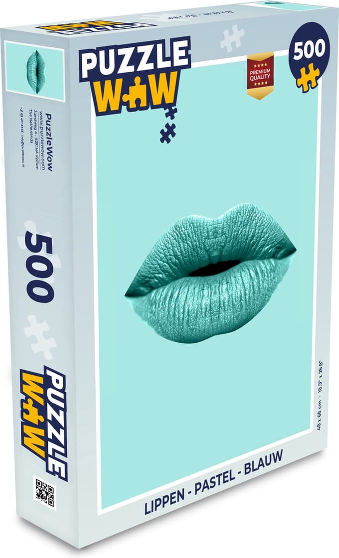Puzzel Lippen - Pastel - Blauw - Legpuzzel - Puzzel 500 stukjes