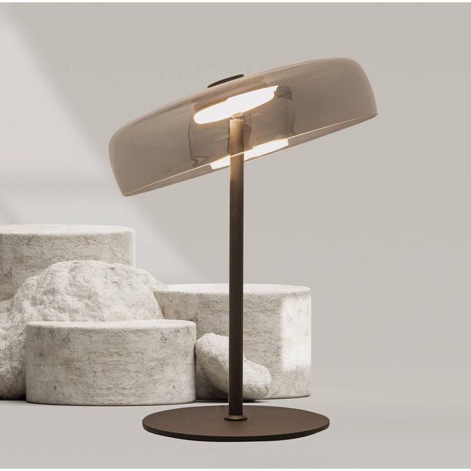 Zambelis LED tafellamp 23054, rookgrijs, glas, hoogte 52 cm