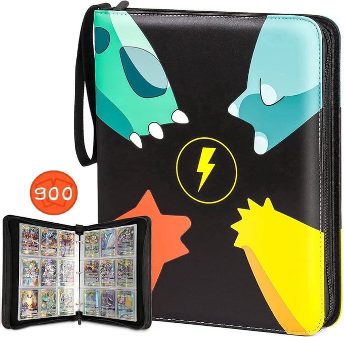 Verzamelmap kaarten - 900 Kaarten - 100 Pagina’s map - 9 Pocket / vakken - A4 Formaat - Box - Binder -Zwart