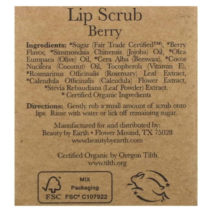 Beauty By Earth, Lip Scrub, Berry, 0.7 oz (20 g) brown