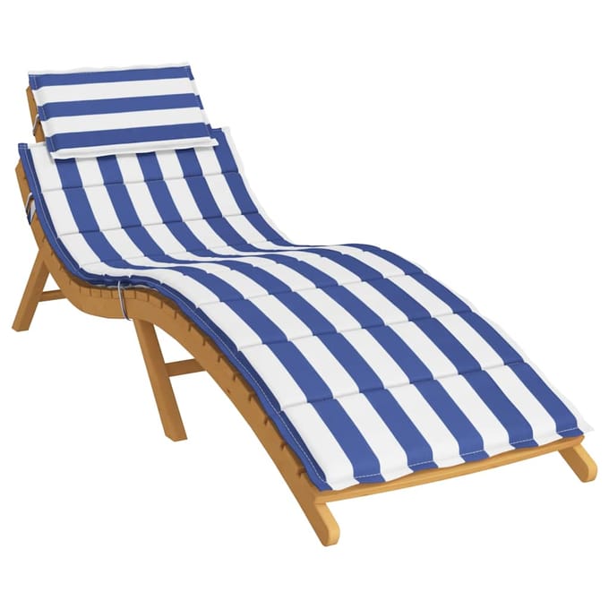 vidaXL - Ligbedkussen - gestreept - oxford - stof - blauw - en - wit