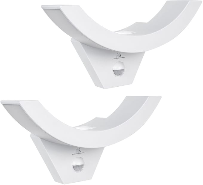 Maclean MCE290 W - Set van 2 stuks Wandlamp - buitenlamp - LED-lamp met bewegingssensor, PIR-sensor, wit, 10 W, IP54, 800 lm