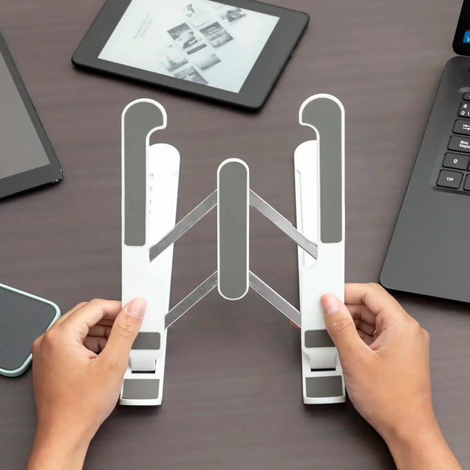 Support Pliable et Réglable - InnovaGoods - Flappot - Blanc - Hauteur réglable - Fonctionnel