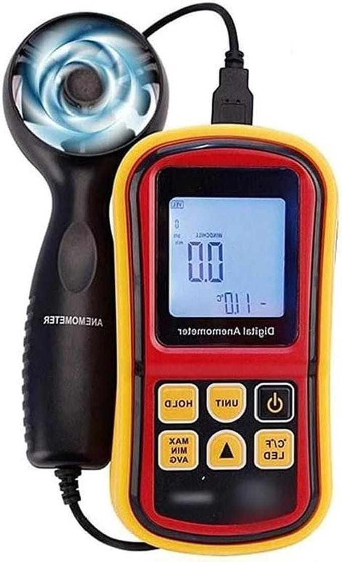 Anemometer Windmeter - Windmeter Vane - Windmetingen Uitvoeren - Met LCD Backlight - 145*72*35mm - Grijs