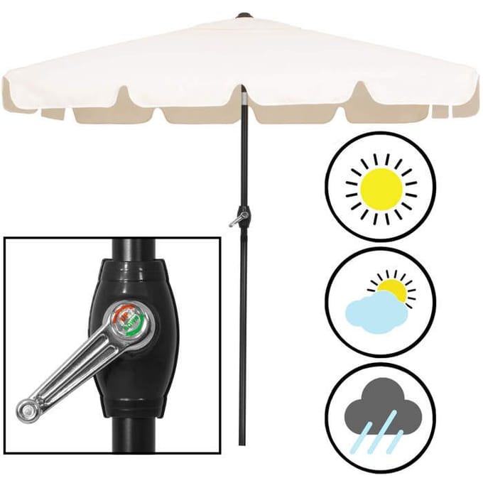 Parasol de jardin - Springos® - Rectangulaire 240 cm - Inclinaison - Manivelle manuelle - Écru