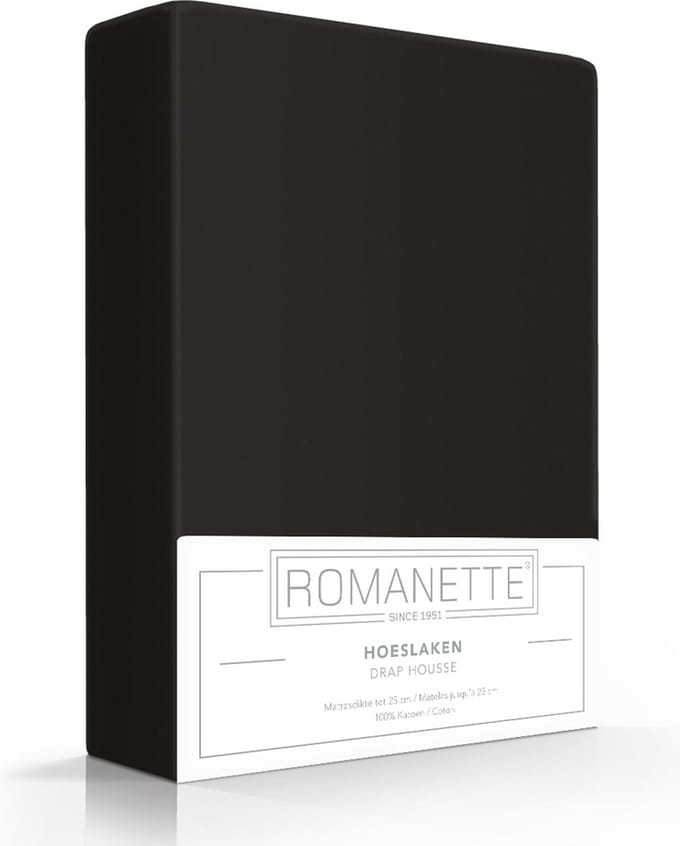 Romanette Luxe Verkoelend Hoeslaken - Katoen - 120x200 cm - Zwart