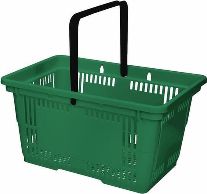 Winkelmandje 28 liter - groen - 1 handgreep - 10 stuks