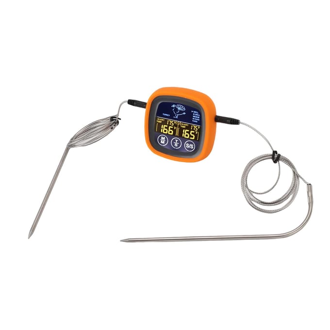 Vleesthermometer Touchscreen 2 Sonden Digitale Grillthermometer met Timer voor Water Rundvlees Kip gray