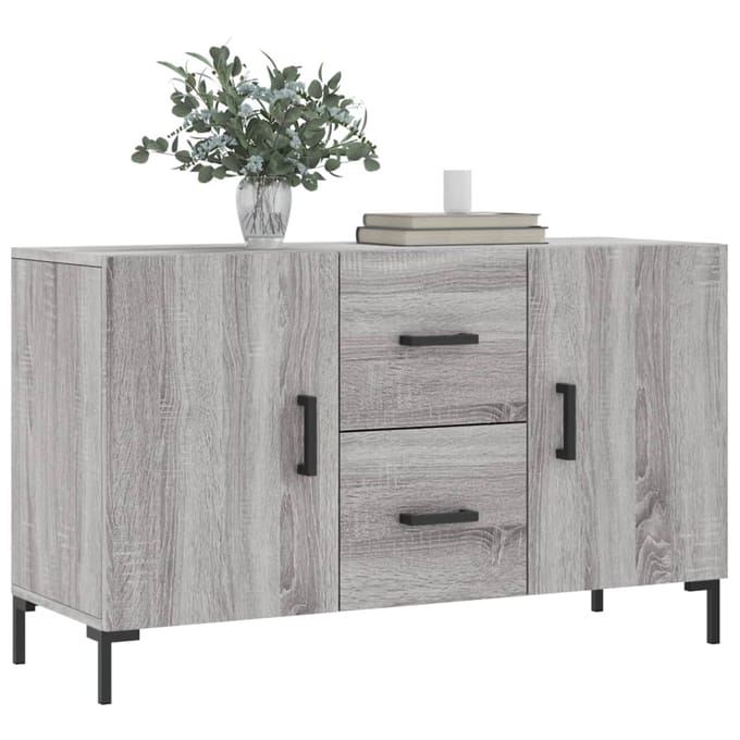 vidaXL - Dressoir - 100x36x60 - cm - bewerkt - hout - grijs - sonoma - eikenkleurig