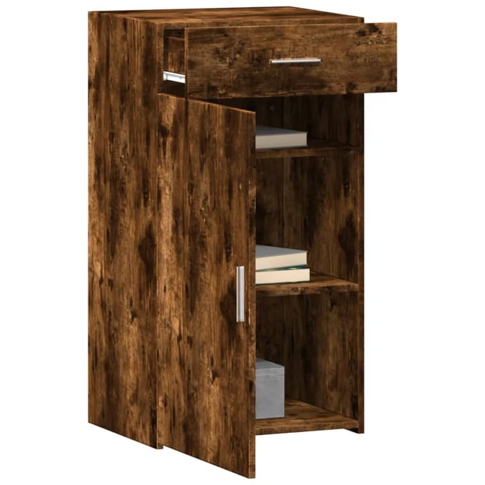 vidaXL - Dressoir - 50x42,5x93 - cm - bewerkt - hout - gerookt - eikenkleurig