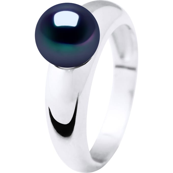 Ring Rush Domed zoetwaterparels Round 8-9 mm Black 925