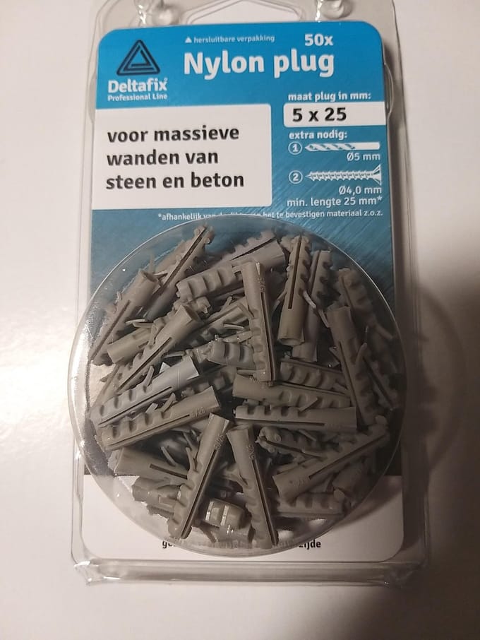 Deltafix nylon plug grijs 5 x 25 mm 50 st.