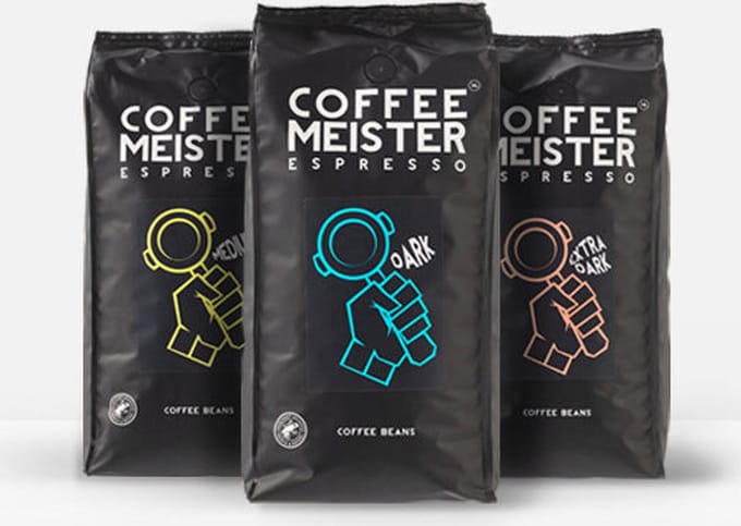 CoffeeMeister | Proefpakket koffiebonen | Medium, dark en extra dark roast | 3 x 1000g