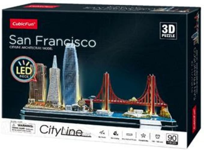 CUBIC FUN 3D Puzzel Stadslijn San Francisco met LED - 90 stuks, Multicolor