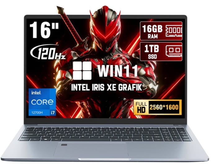 Ninkear N16 Pro - 16 inch laptop - Intel Core i7-12700H - 16GB DDR4 - 1TB SSD - 2.5K QHD 120Hz - 100% sRGB - 5500mAh - Intel Arc - Windows 11
