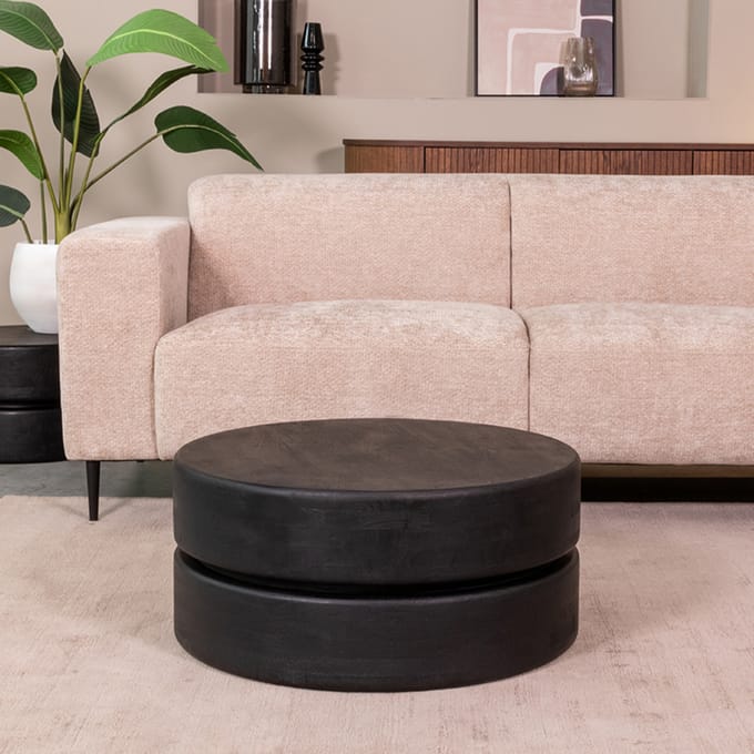 LABEL51 Milly Salontafel - Zwart - Hout - 70 cm - Rond