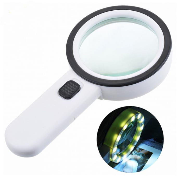 vergrootglas met verlichting - Vergrootglas - loep - 30X verlicht groot vergrootglas - ABS - Wit
