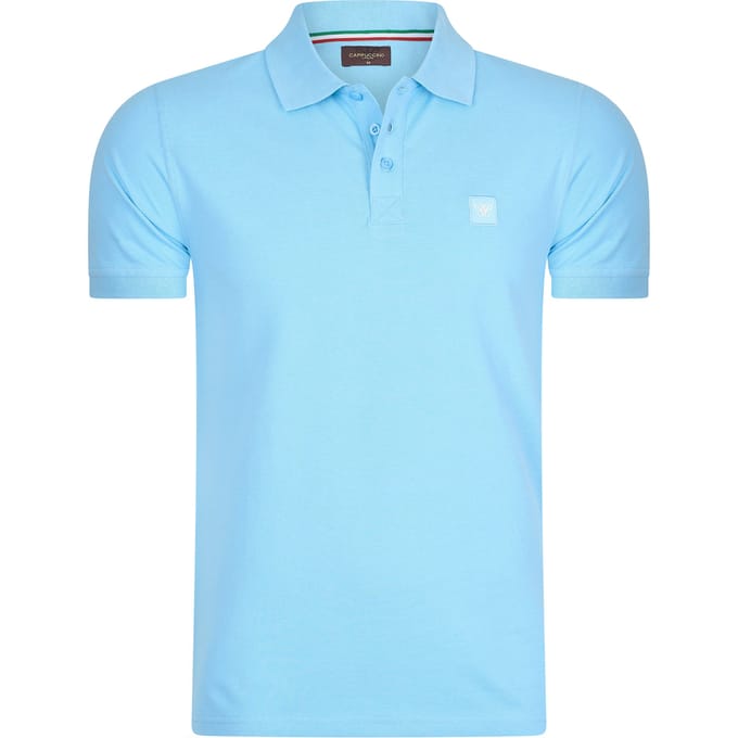 Cappuccino Italia - Heren Polo SS Polo Plain Pique - Blauw - Maat S