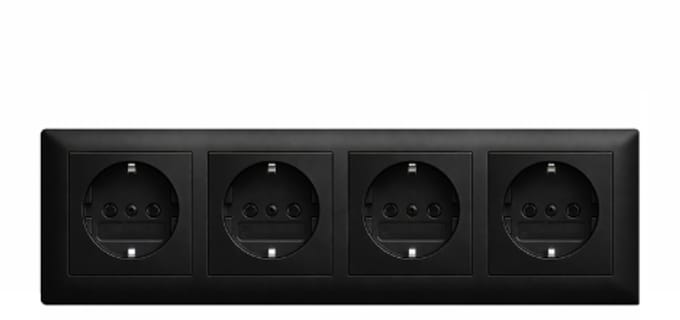Busch-Jaeger - Stopcontact - Inbouw Wandcontactdoos Set 4 - Mat zwart