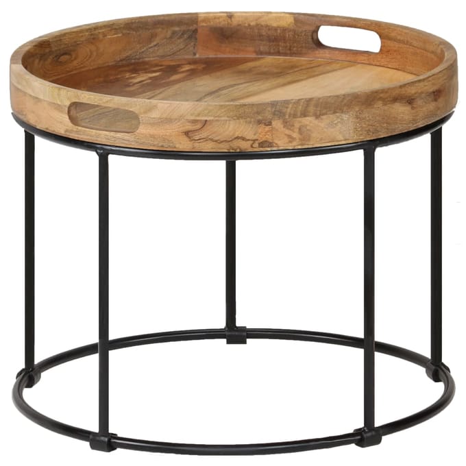 vidaXL - Salontafel - 50x40 - cm - massief - mangohout - en - staal