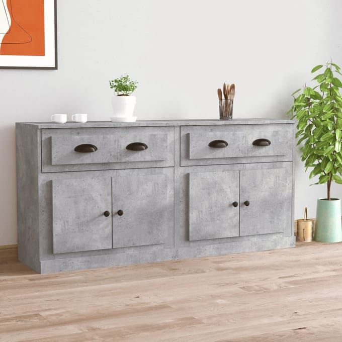 vidaXL - Dressoirs - 2 - st - bewerkt - hout - betongrijs